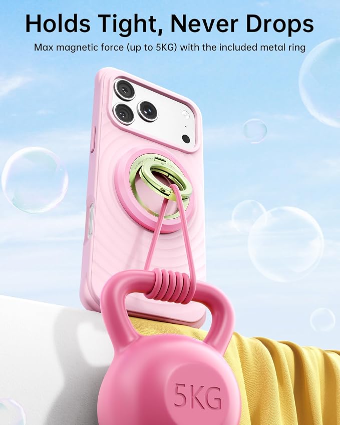 SYNCWIRE Magnetic Phone Ring Holder, for MagSafe Phone Grip Stand Kickstand | 360° Rotation, Double-Sided Magnet, Cell Phone Grip Finger Holder, for iPhone 17 16 15 14 13 12 Pro Max, MagSafe Accessories
