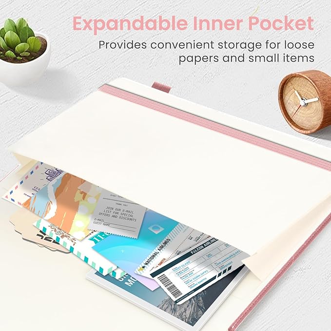 Taja Graph Journal Notebook for Women & Men, Hardcover Leather Journal for Writing, A5 Graph Paper Notebook for Planning & Tracking, Perfect for Office School Home Supplies, Pink