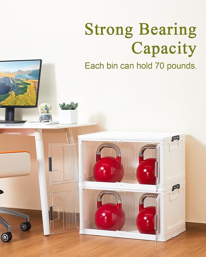 OlarHike 76QT Storage Bins with Lids for Home, Office, Closet, Dorm, 3 Pack | Multi-Lid, Lockable Cabinet, Doors & Wheels, Foldable, Collapsible, Stackable Organizers, Plastic Drawers, Containers, School