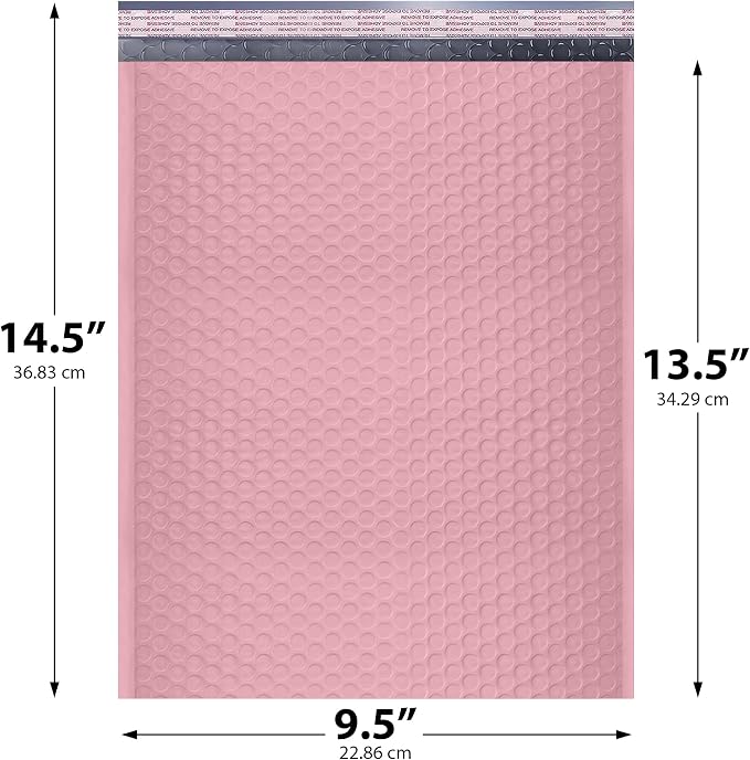 Light Pink Bubble Mailers 9.5x14.5 Poly Padded Envelopes #4 200 Pack | Fits Books & Magazines, Self-Seal Closure, Cushioned Protection, Water-Resistant Poly, Bulk Pack