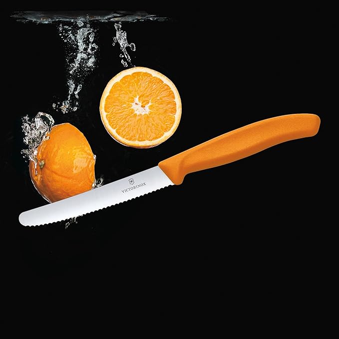 Victorinox VIC-6.7836.L119 Swiss Classic Utility - Colored 4½" Serrated Round Blade ¾" width at handle Orange, Multicolor