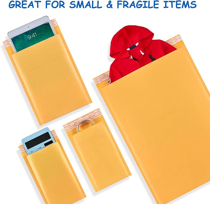 Pacific Mailer Bubble Mailer #0 Kraft Bubble Mailers Strong Adhesion Padded Envelopes Packaging for Small Business [7.25x9 (Usable Size 6.5"x9"), Self Seal, Pack of 50]