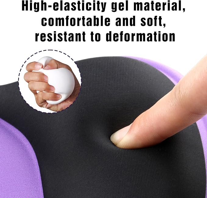 Ergonomic Mouse Pad with Wrist Rest - Gel Wrist Support Mousepad with Non-Slip PU Base for Computer, Laptop, Office & Home