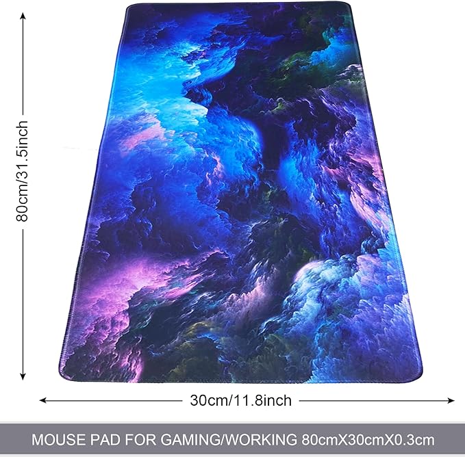 Gaming Mouse Pad Size 31.5x11.8 Thickness 0.12 inches,Premium-Textured Non-Slip & Waterproof Computer Mousepad with Stitched Edges for Gaming,Office & Home-80x30 Qicaiyun004