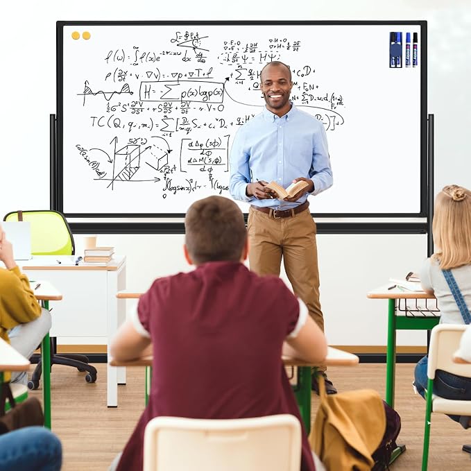 Dry Erase Board with Stand 72"x40" Magnetic Mobile Whiteboard on Wheels Double-Sided Rolling Whiteboard for Office, Home & School