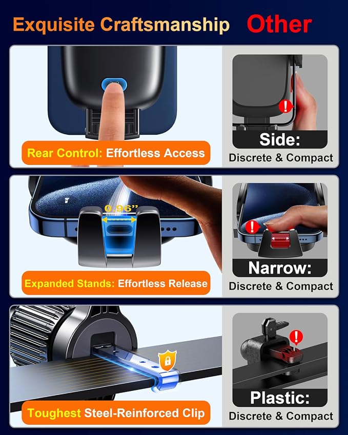 Qifutan Dash Mounted Holders Phone Holders for Your Car Phone Mount for Car Dashboard Windshield Air Vent Universal Desk Mounts Hands Free Automobile Cell Phone Holder Fit for iPhone Smartphone