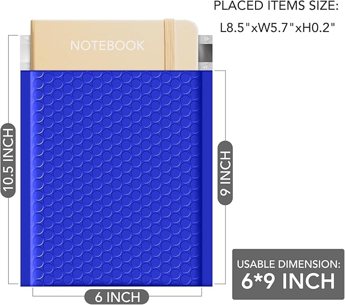 GSSUSA Bubble Mailers 6x10 Inches Padded Envelopes 600 Pack Usable Size 6x9" Small Envelope Bags Shipping Bag Bulk Pack Self Seal Package Mail Packing Business Supplies, Royal Blue