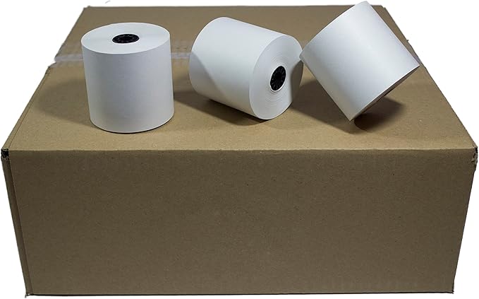 3" x 165' Kitchen Register Rolls,1 Ply Bond Printer Printer Pos Paper Roll 50 Rolls/Case (Single Solid Core 46GSM)
