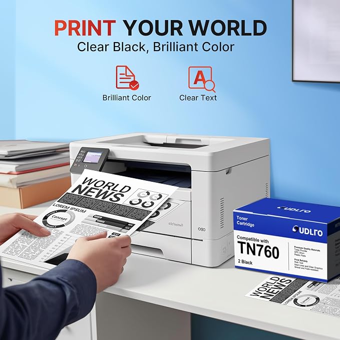 TN760 Toner for Brother Printer Replacement for Brother TN760 TN-760 TN730 | Toner TN-730/TN-760 Compatible with MFC-L2750DW HL-L2370DW MFC-L2710DW HL-L2350DW HL-L2390DW DCP-L2550DW Printer(4 Black)