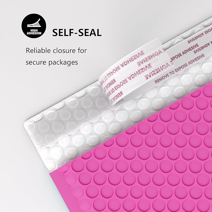 8.5 x 11 Inch Bubble Mailer 40 Pack, Waterproof Padded Envelopes with Strong Self-Seal Adhesive, Cushioning Shipping Bags with Bright Color for Small Business - Hot Pink