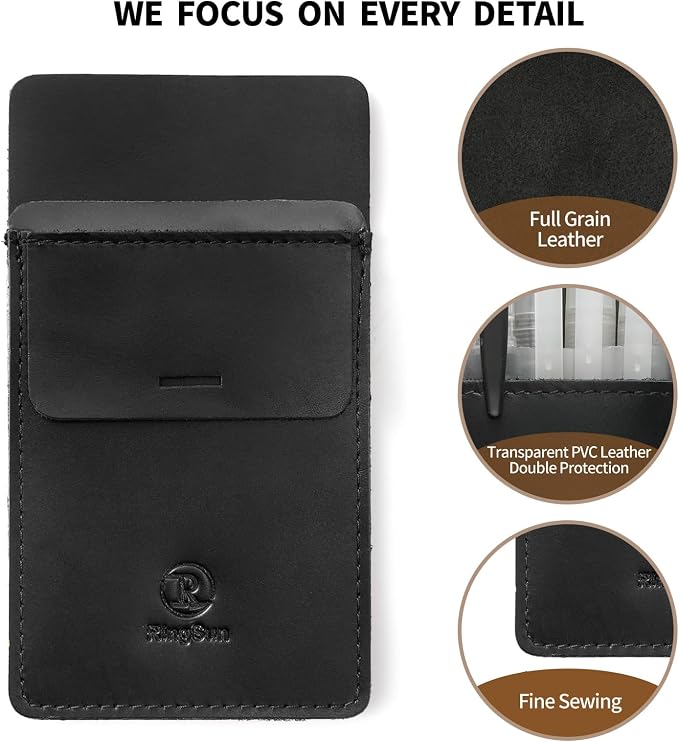 Pocket Protector for Men, Full Grain Leather Pen Protect Holder for Heavy Duty Shirts, Lab Coats, Holds Pens, Pointers, Cards, Hold 6 Pens, Pocket Protectors for Pens and Pencils
