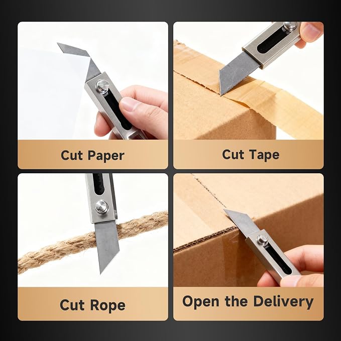 2pcs Small Keychain Pocket Knife,Mini Box Cutter With Stainless Steel Blade, Key Chain Knife For Edc,Safety Lock Utility Tool, Tiny Cutting Gadget For Open Box/Home/Office, Cool Keychain Knife,Father Day gift