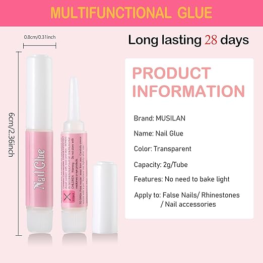 Nail Glue,Super Strong & Long-Lasting Nail Glue for Broken Acrylic Nails Press on Nails,Professional Ultra Quick Adhesive for Nail Art Supplies,0.07OZ/PCS(80PCS)