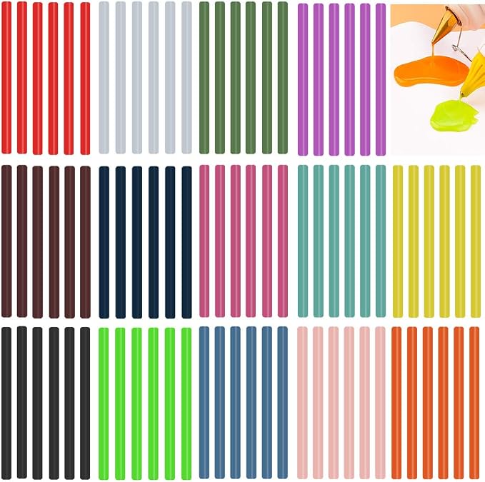 Ewparts 14-Color Hot Glue Sticks, 84-Pack | 7mm x 100mm size for mini glue guns. 14 colors. Ideal for DIY crafts, school projects, home decor, and holiday decorations