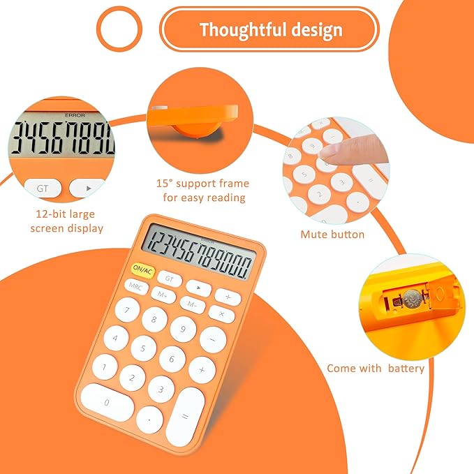 VEWINGL Standard Calculator, 12 Digit Large Display Desktop Calculator with Big Buttons for Office, School, Home & Business
