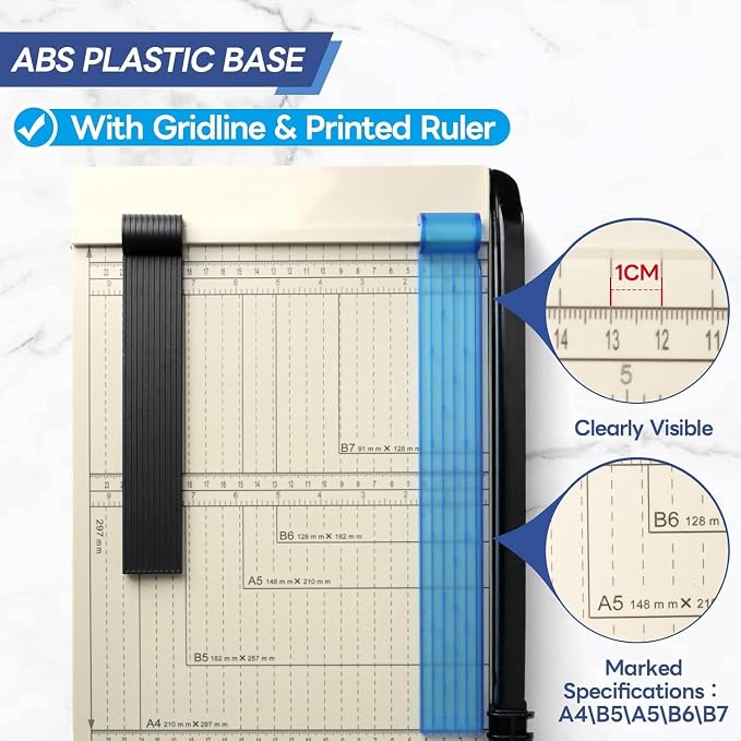 AstraLoom 12" Guillotine Paper Cutter, A4 Paper Trimmer with Titanium Blade, 12-Sheet Capacity, Corner Rounder for Cardstock, Photos, Labels, Vinyl, Scrapbooking & Crafts