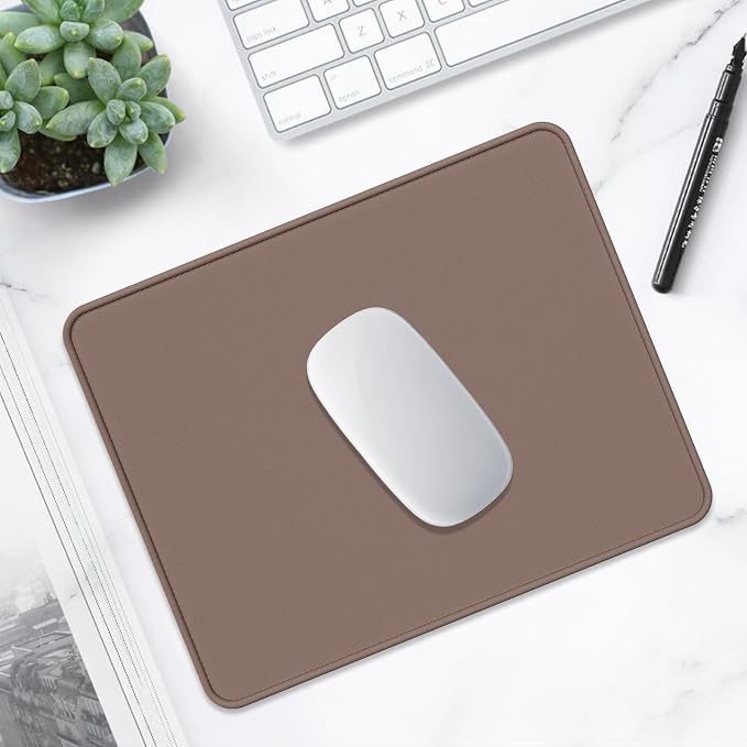 Hsurbtra Mouse Pad, Premium-Textured Square Mousepad 10.2 x 8.3 Inch, Stitched Edge Anti-Slip Waterproof Rubber Pretty Cute Computer Mat for Office Gaming Laptop Women Kids Dark Brown