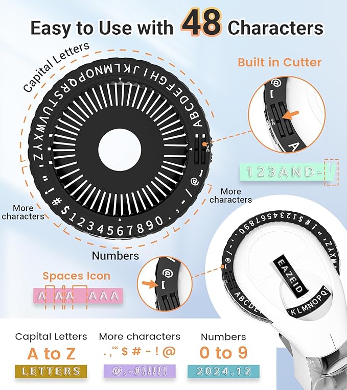 Embossing Label Maker Machine with Tapes, Vintage Embossed Label Maker Manual, Retro 3D Black Emboss Labeler with 10 Rolls 9mm Color Embossing Label Tapes for Home Scrapbooking Supplies, DIY Craft
