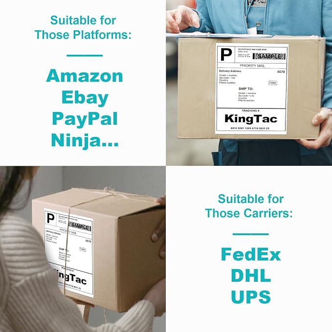 Kingtac [500 Labels] A4 Full Page Shipping Labels 8.5 x 11 for Laser & Inkjet Printers, Self Adhesive 8 1/2x11 Mailing Label Sheets