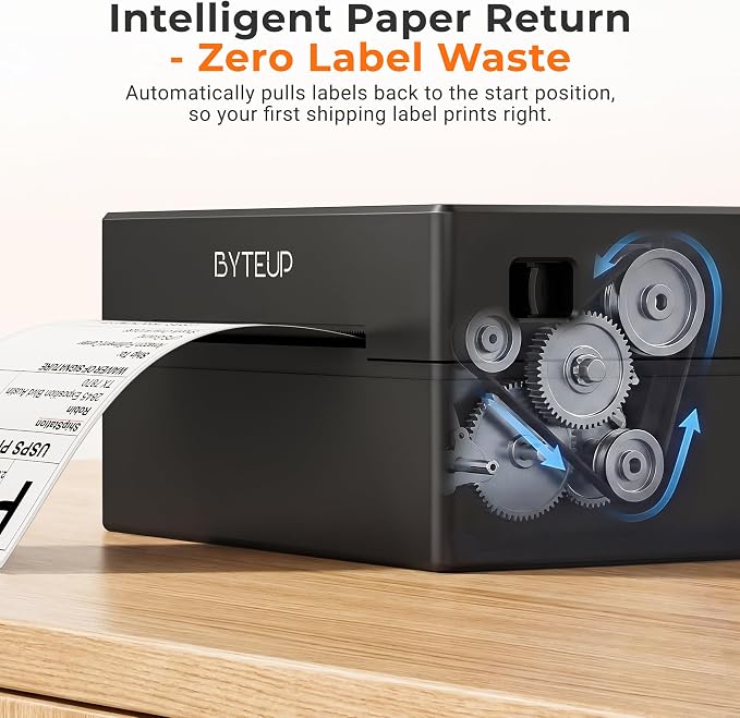 Bluetooth Thermal Shipping Label Printer, 4x6 Wireless for Business | Inkless 150mm/s 203 DPI, Intelligent Paper Return, for Phone Android Windows Mac Chromebook