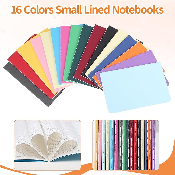 BESARME 16 Pack Mini Notebooks Bulk, Mini Pocket Notebooks for Kids Small Lined Pocket Notebook for Students School Supplies Notepads Colorful Classroom Gift Exchange Party Favors Easter Gifts