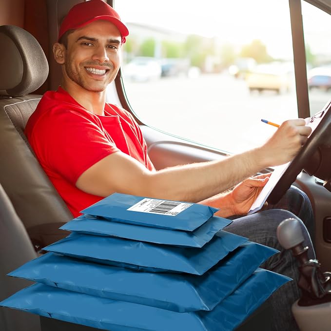 UCGOU 100 Pack Not Padded Navy Blue Mailers Variety Pack, 10x13 Inch & 12x15.5 Inch & 14.5x19 Inch &19x24 Inch Mailing Bags, Self-sealing Adhesive Mailers Assorted Sizes for Small Business