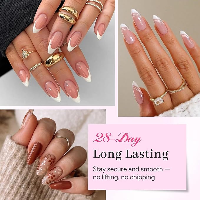 Nail Tips Gel Glue 15g - Lamp Curing Solid Nail Glue for False Acrylic Nails, Crystal Clear Long Lasting 28 Days No Yellowing Salon Quality DIY Home Manicure Beginner-Friendly