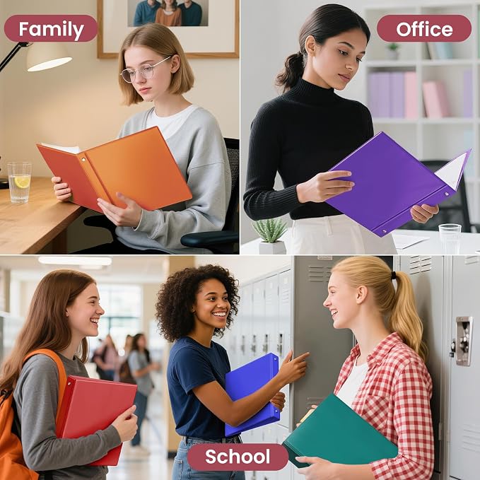 SUNEE 3 Inch Binders 3 Ring 6 Pack, Large 3" Clear View Three Ring Binder PVC-Free (Fit 8.5x11 Inches) for School or Office Supplies, Classic Assortment
