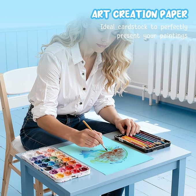 40 Sheets Blue Cardstock Paper 8.5 x 11, Thick Card Stock Paper, Light Blue Cardstock Printer Paper 8.5 x 11, 200 GSM Construction Paper 8 1/2 x 11 for DIY Cards, Invitations, Greeting Cards