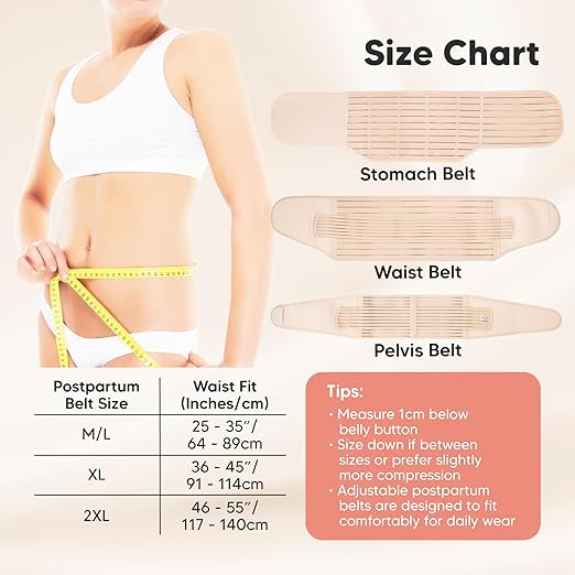 3 in 1 Postpartum Belly Support Recovery Wrap – Postpartum Belly Band, After Birth Brace, Slimming Girdles, Body Shaper Waist Shapewear, Post Surgery Pregnancy Belly Support Band (Classic Ivory, XL)