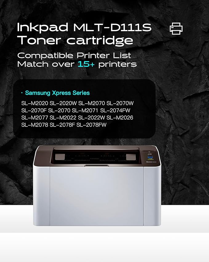 MLT-D111S Toner Cartridges 2 Black Combo Pack Compatible Replacement for Samsung D111S 111S MLT111S Works for M2020W M2070W M2026 M2020 M2070 M2024W M2074FW Printers