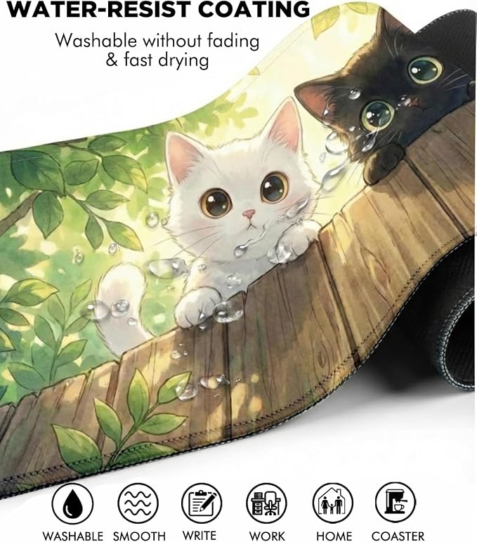 Mouse Pad, Desk Mat, 31.5x11.8in Large Mousepad, Kitten | Desk Pad with Stitched Edge & Rubber Non-Slip Bottom, Gaming Mouse Pad, Extended Mousepad for Home, Office