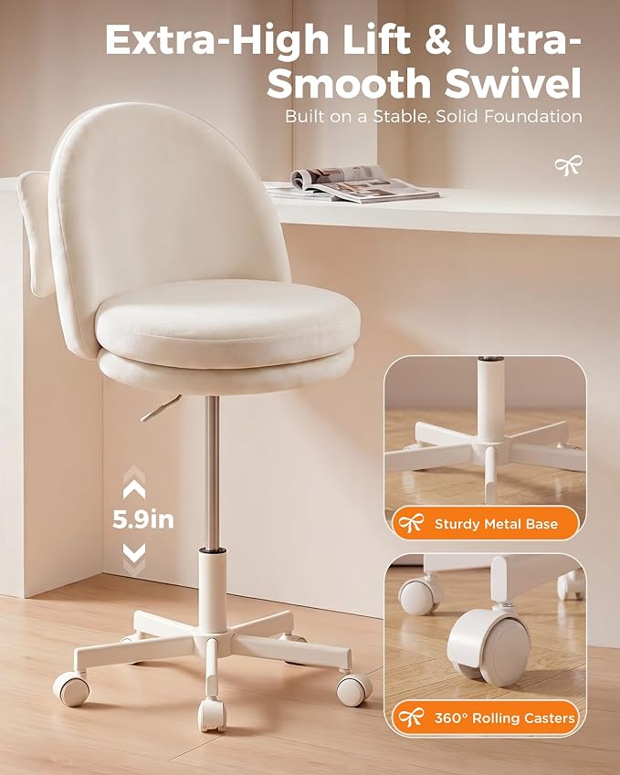 GTPLAYER Small Ergonomic Tall Office Chair, Computer Desk Chair with Wheels Versatile Height Use: Office to Bar Stools (or Standing Desk), Vanity Chair with Back PU Leather Shell Design for Gift