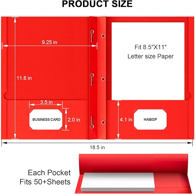4 Pack Folders with Pockets and Prongs, 2 Pocket Folders with 3 Fasteners | Heavy Duty Paper Pocket Folders, for 8.5" x 11" Paper, for School Office Home, 4 Assorted Colors