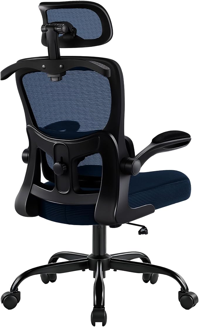 Office Chair Ergonomic Desk Chairs with Adjustable Lumbar Support& Headrest Hanger, High Back Breathable Mesh Chair with Wheels, Rolling Swivel Comfy Task Computer Chair for Home Work Gaming