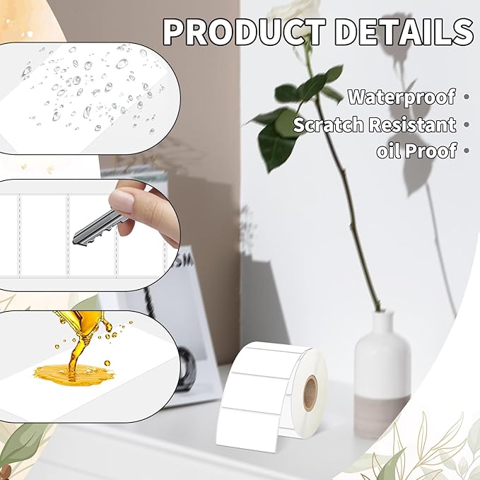 Starboling 2.25" x 1.25" White Direct Thermal Labels,Self-Adhesive Printer Label for Address,Logo,Shipping,Barcodes,QR Code