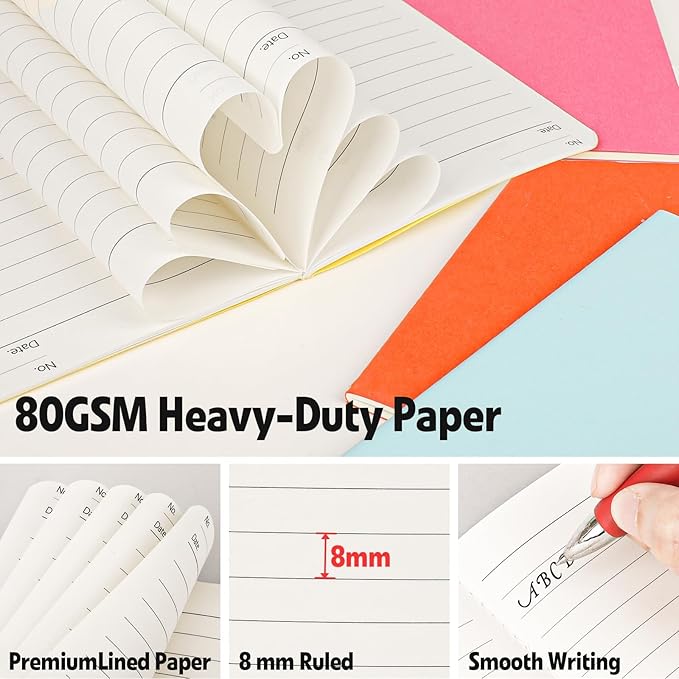 100 Pack Small Lined Notepads Bulk, Mini Journal Pocket Notebooks Set 3.5 Inch x 5.5 Inch, Colored Cover Notebook Wide Ruled, 10 Colors 24 Sheets (48 Pages) for Traveler, Students, School Supplies
