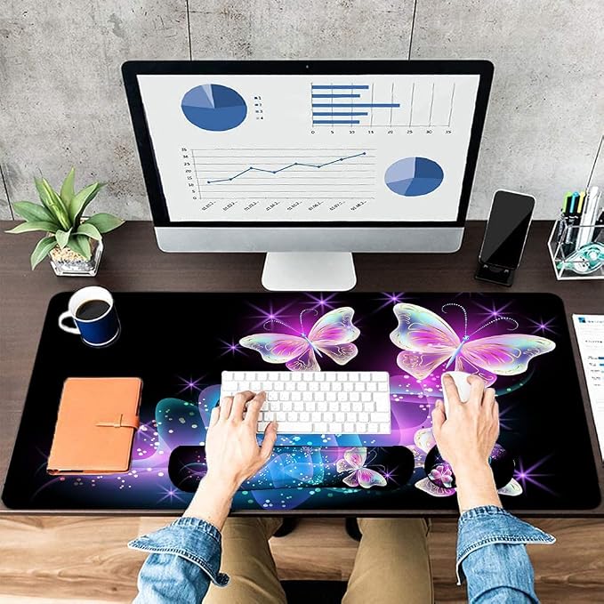 Large Mouse Pad with Wrist Rest, 4-in-1 Wrist Rest for Keyboard and Mouse | Non-Slip Waterproof Desk Mat Set, 35.4"x15.7" Desk Mat+Keyboard Wrist Rest+Mouse Wrist Support+Cup Coaster for Home Office