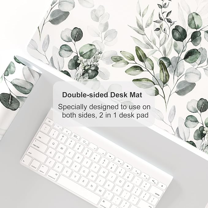 Colorful Star Large Mouse Pad, PU Leather Waterproof Desk Mat, Computer Gaming Mouse Pad, XXL Full Extended Mousepad Non Slip Desk Pad for School Office Home 23.6" x 13.8" - Soft Eucalyptus