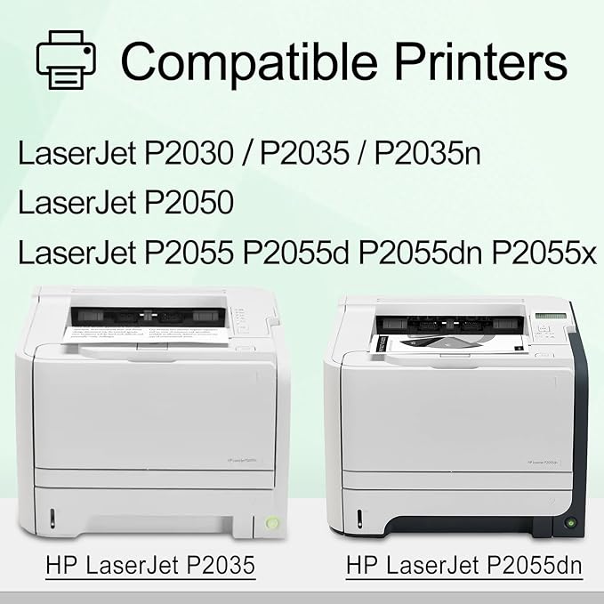 greencycle Compatible Toner Cartridge Replacement for HP 05A CE505A Work with LaserJet P2035 P2035N P2055DN P2030 P2050 P2055D P2055X 2055D Printer (Black, 2-Pack)
