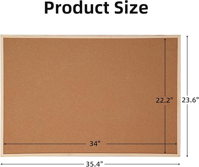 2 Pack 24” x 36” Cork Boards for Walls with Wooden Frame, Double Sided Office Board for Wall Organizer, Bulletins Board Decorative Hanging Pin Board for School, Home & Office, Notice Board Memo Board