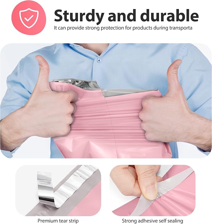 Fuxury 70000 Pcs 14.5X19" Poly Mailers Envelopes Shipping Bags for Clothing,Strong Adhesive Packaging Bag for Small Business Suppliers, Self Seal Mailing Poly Bags,Pink