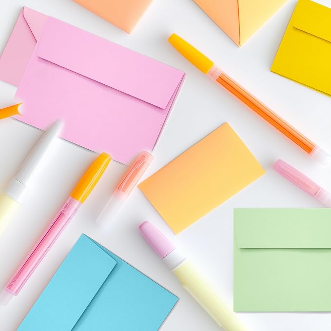 Slapaflife 50 pack 4x6 envelopes,4x6 colored envelopes for invitations, postcard, Wedding,Greeting Cards,Photos