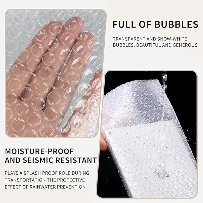 50PCS 12x16 Inch Bubble Pouch Wraps, Clear Bubble Out Bags for Packing, Double Walled Shockproof Foam Cushioning Bags for Moving and Shipping Fragile