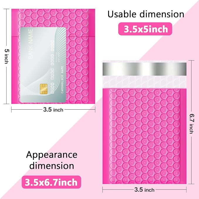 Bubble Mailers 105 Pack 3.5x5inch Rose Poly Mailers Self-Seal Padded Envelopes Waterproof Bubble Opaque Padded Mailers Shipping Bags for Businesses to Pack and Mail Jewelry Cosmetics