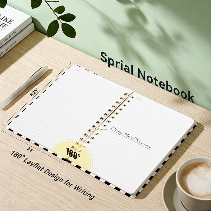 Lined Spiral Journal Notebook for Work,160 Pages,Black and White Checkered | A5 College Ruled Spiral Journal for Women, Hardcover with Elegant Design for Note-Taking, 5.5 * 8.25 inch