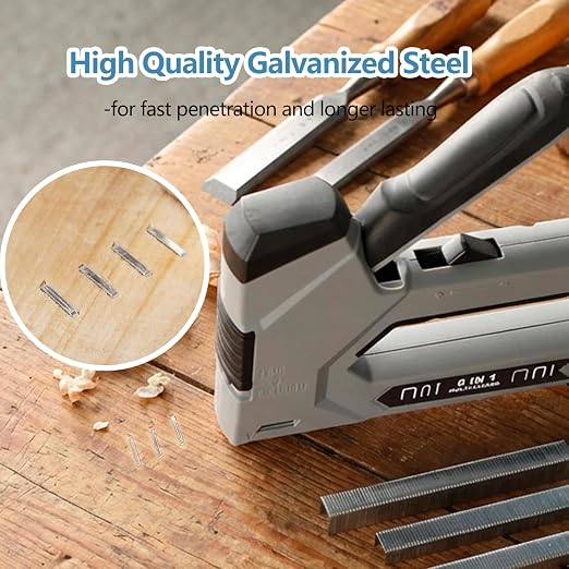 Heavy Duty T50 Staples 1300-Count 3 Sizes Galvanized 3/8" Crown | Includes: 5/16"-500, 3/8"-500, 1/2"-300 Galvanized Assorted Size Project Pack fit Pneumatic Electric Manual T50 Stapler Gun