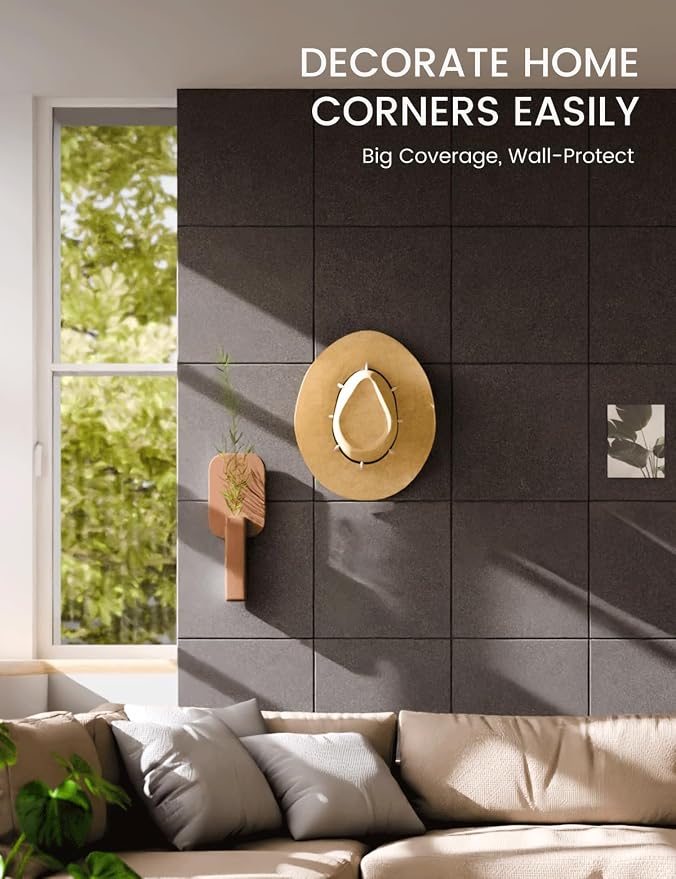 Fluxynara Felt Bulletin Board & Cork Board Alternative, Charcoal Gray | 48" x 36" Pin board, Removable Adhesive Tabs, Easy Install Without Wall Damage, For Home Office Decor