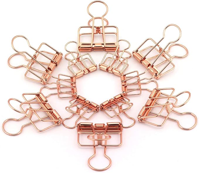 40-Pack Multi-purpose Metal Wire Binder Clip Set,20pcs 2.25 Inch & 20pcs 1.57 Inch Paper Metal Clips,for Home Office Supplier School Accessories - Rose Gold