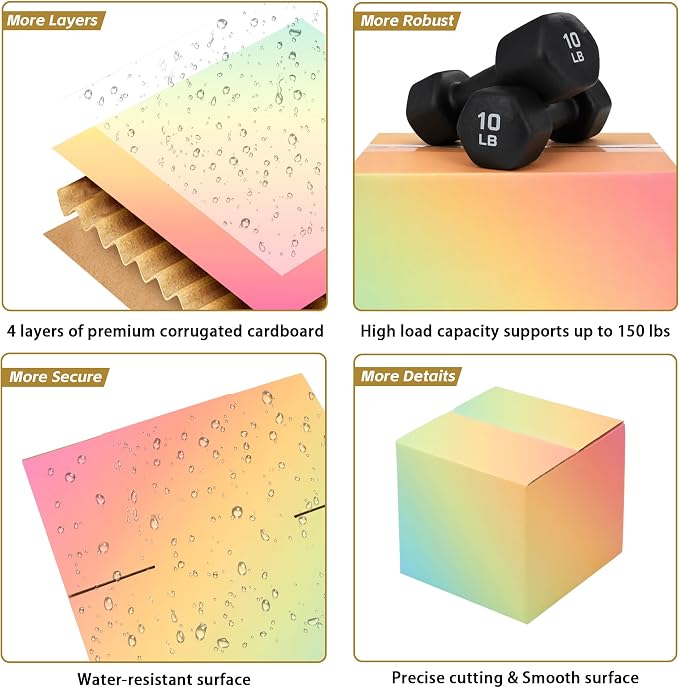 10"x7"x6" Shipping Boxes Set of 30, Colorful Corrugated Cardboard Box Packaging for Small Business, Packaging Mailing or Gift Wrapping Giving